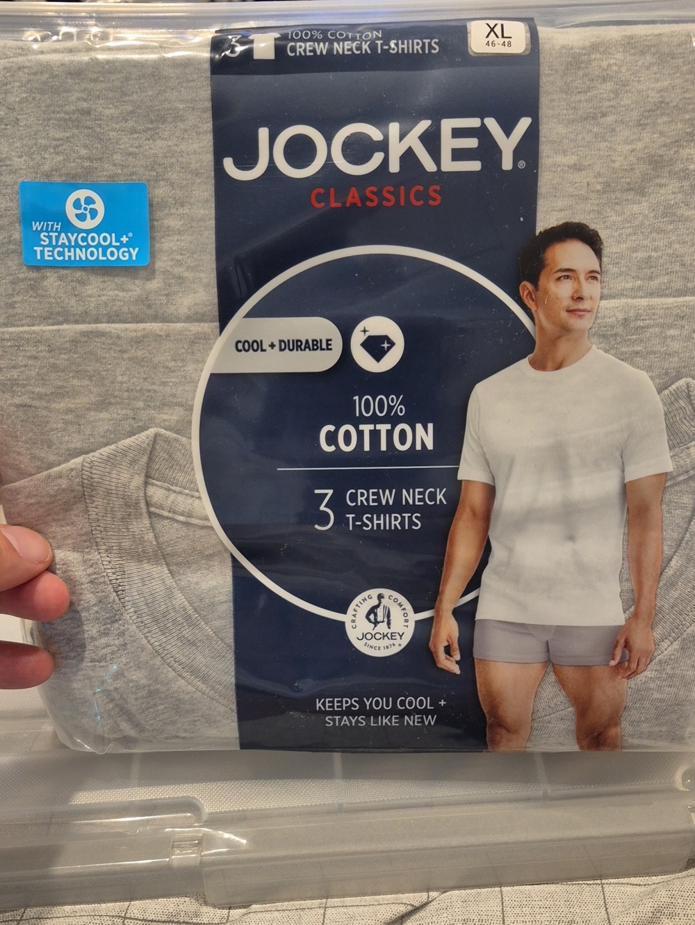Jockey Classics White Crew Neck T-Shirts - 3 Pack - Gray - XL